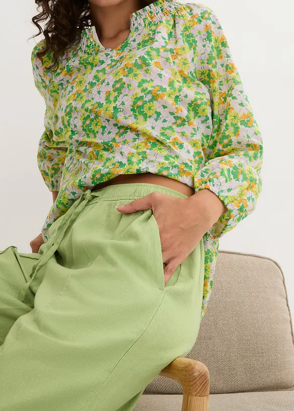 Pantalon palazzo l&eacute;ger en lin et viscose, bonprix