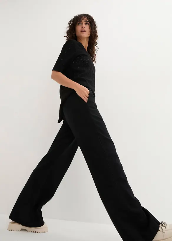 Pantalon palazzo l&eacute;ger en lin et viscose, bonprix