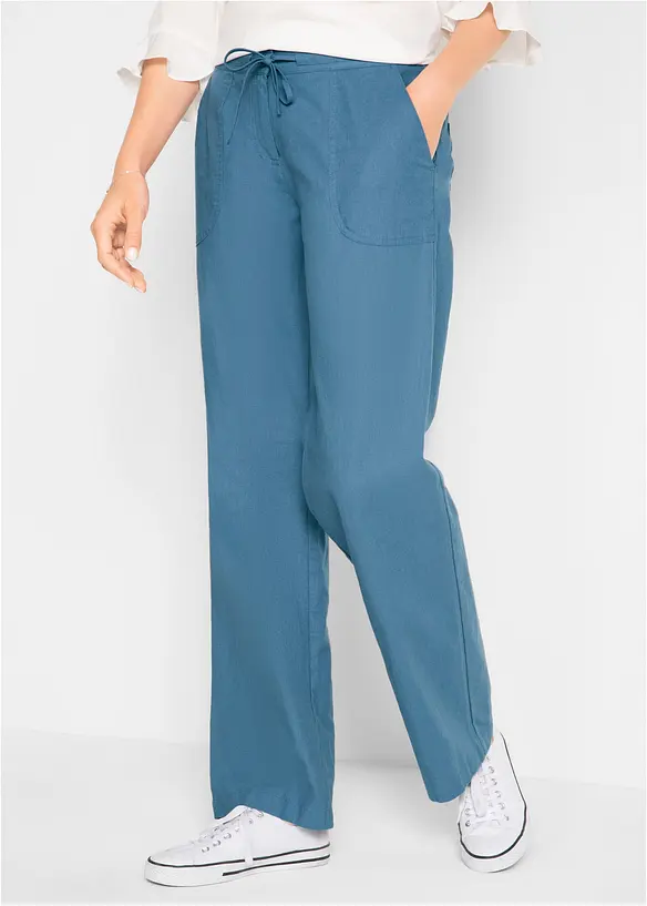 Pantalon large en lin et coton, bonprix