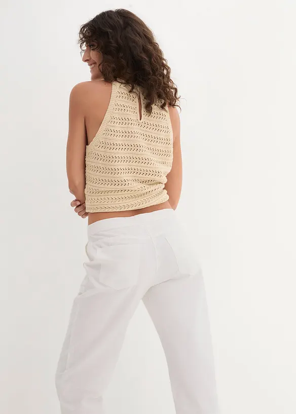 Pantalon large en lin et coton, bonprix