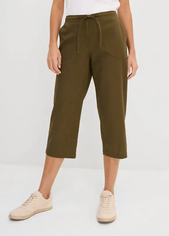Pantalon 3/4 en lin majoritaire, bonprix