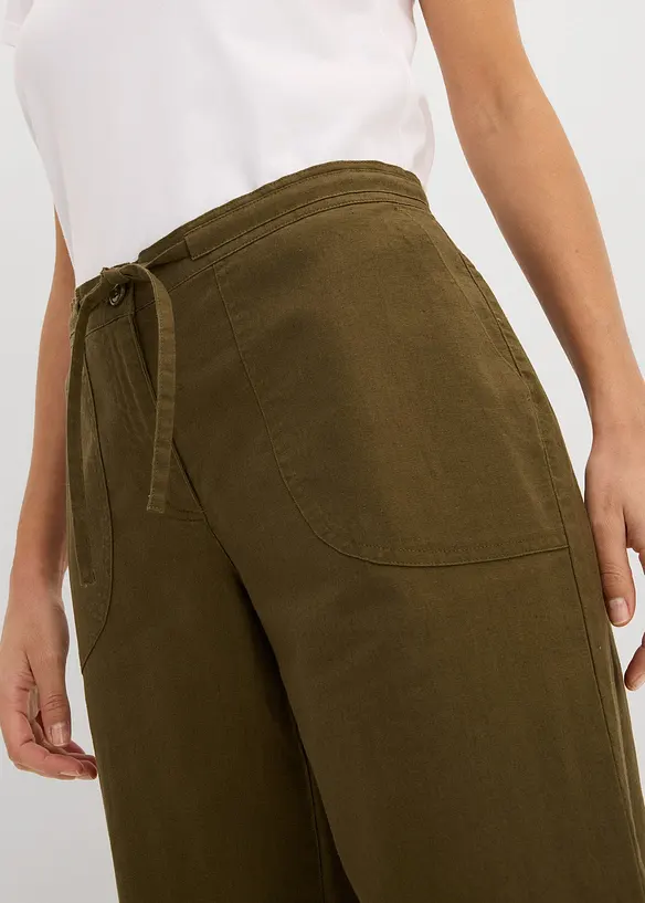 Pantalon 3/4 en lin majoritaire, bonprix