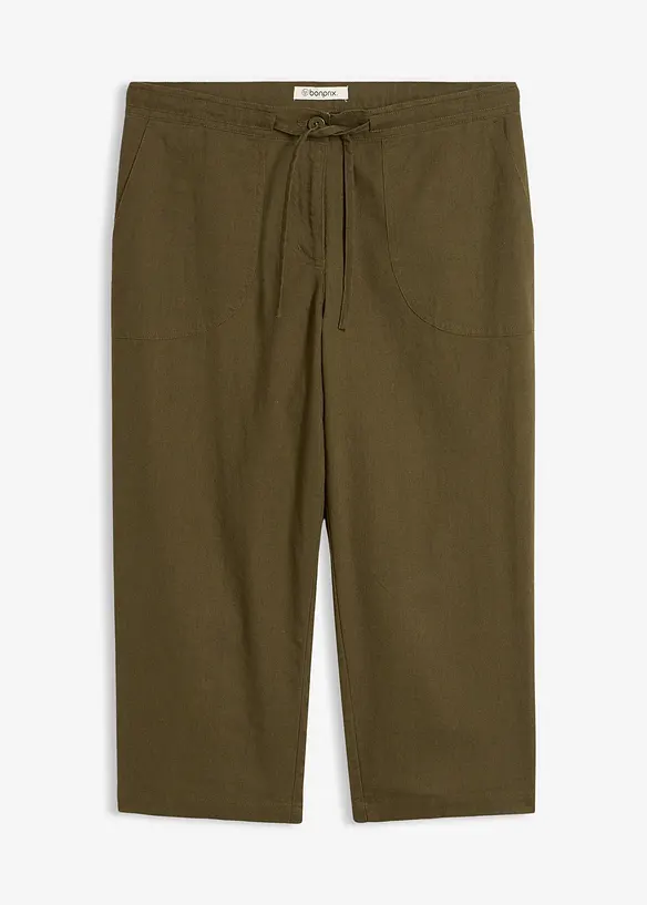 Pantalon 3/4 en lin majoritaire, bonprix