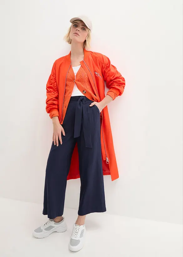 Pantalon large en lin m&eacute;lang&eacute;, bonprix