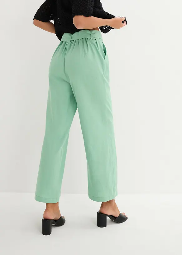 Pantalon large en lin m&eacute;lang&eacute;, bonprix