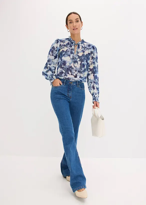 Blouse imprim&eacute;e en mousseline, bonprix