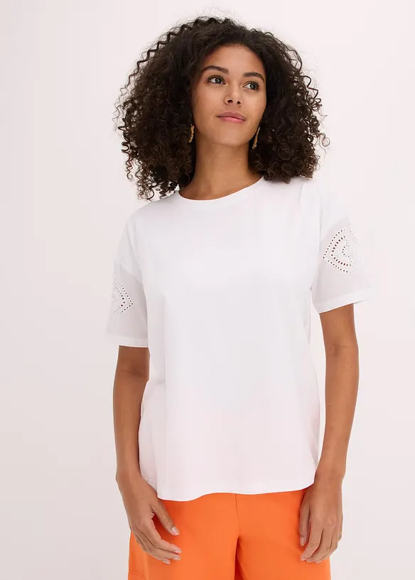 T-shirt avec broderies anglaises, bonprix