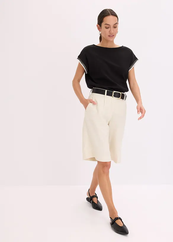 T-shirt en coton &agrave; bordure contrastante, bonprix