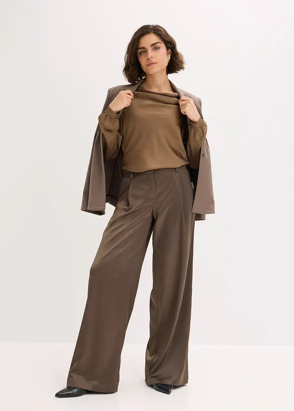 Pantalon de tailleur satin&eacute;, bonprix