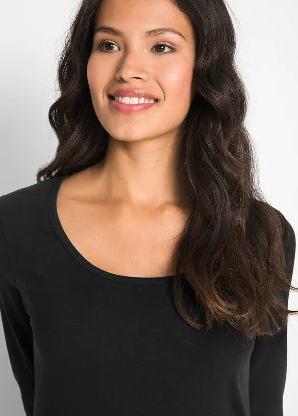 T-shirt manches longues pr&egrave;s du corps, bonprix