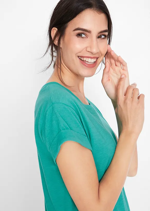 T-shirt long et boxy &agrave; manches courtes, bonprix