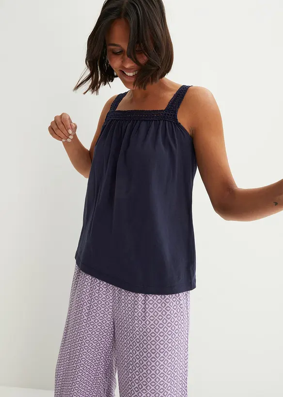 Top ample avec bretelles en dentelle, bonprix