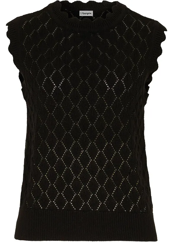 Pull sans manches en maille ajour&eacute;e, bonprix