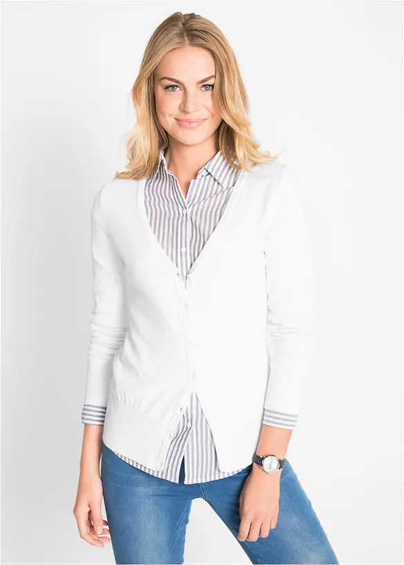 Gilet boutonn&eacute; en maille fine, bonprix