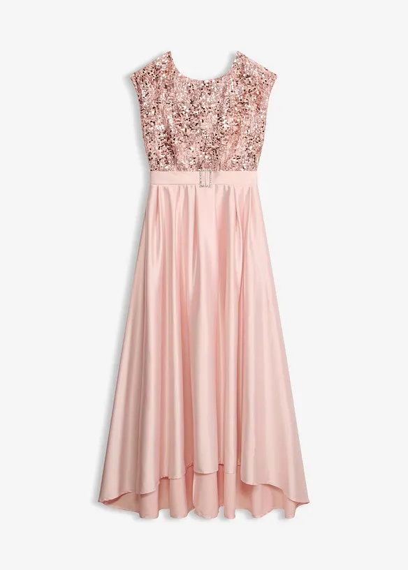 Robe de soir&eacute;e en satin brillant et sequins, bonprix