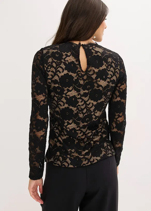 Haut manches longues en dentelle, bonprix