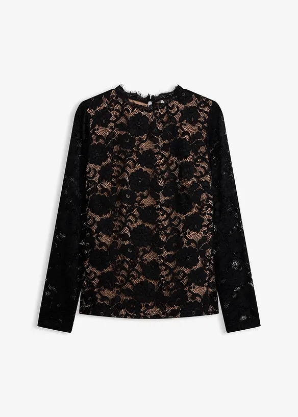 Haut manches longues en dentelle, bonprix