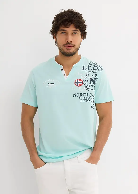 T-shirt col tunisien 100% coton, bonprix