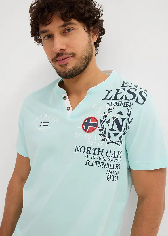 T-shirt col tunisien 100% coton, bonprix