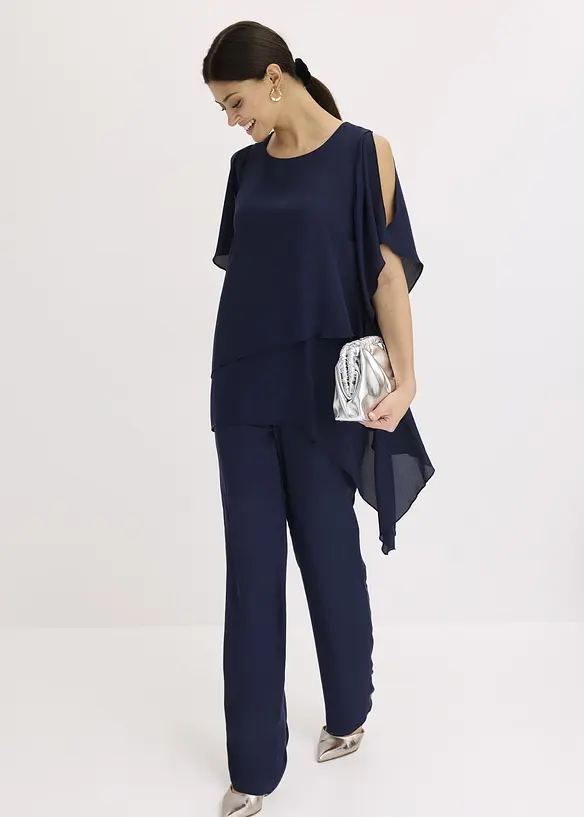 Blouse &agrave; pans, look superpos&eacute;, bonprix