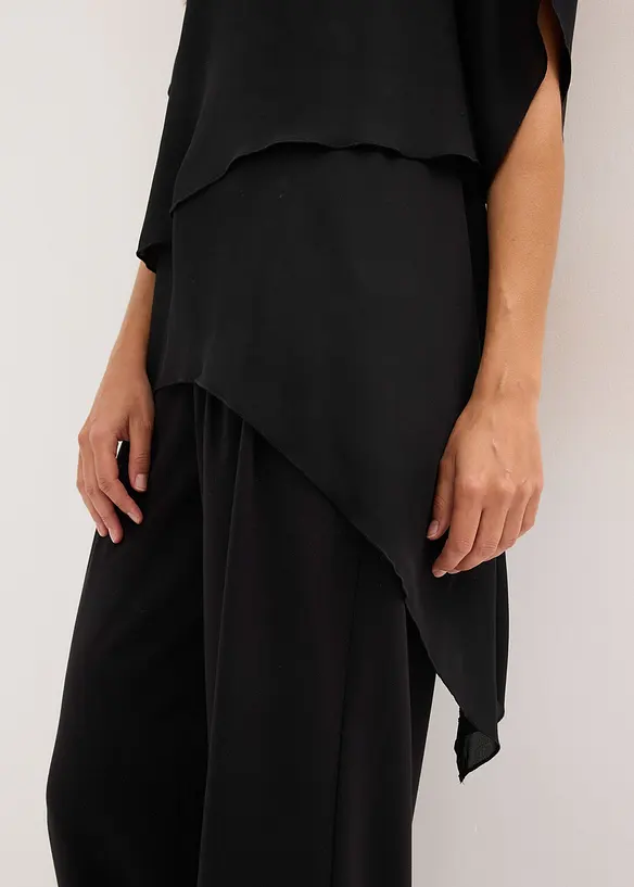 Blouse &agrave; pans, look superpos&eacute;, bonprix