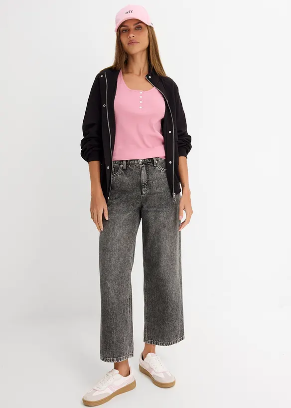 Jean baggy taille mi-haute, raccourci, bonprix