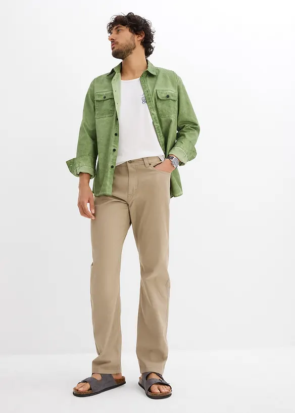 Pantalon regular en twill, droit, 100% coton, bonprix