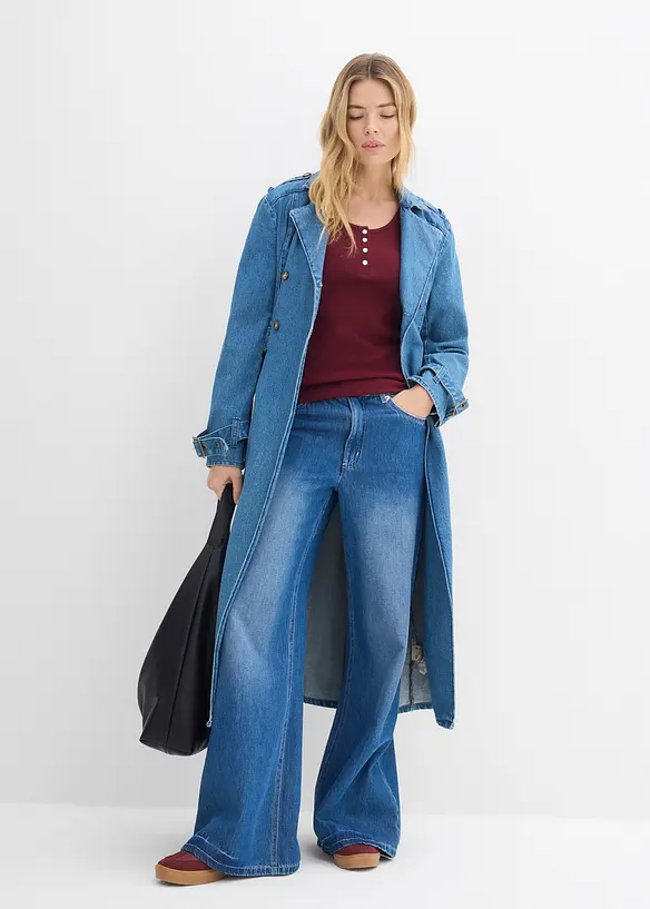 T-shirt col tunisien, 100% coton, bonprix