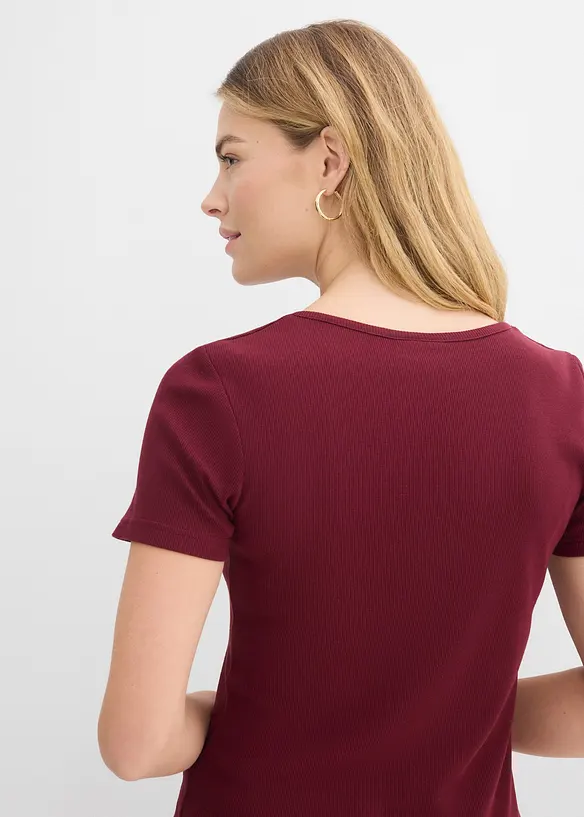 T-shirt col tunisien, 100% coton, bonprix