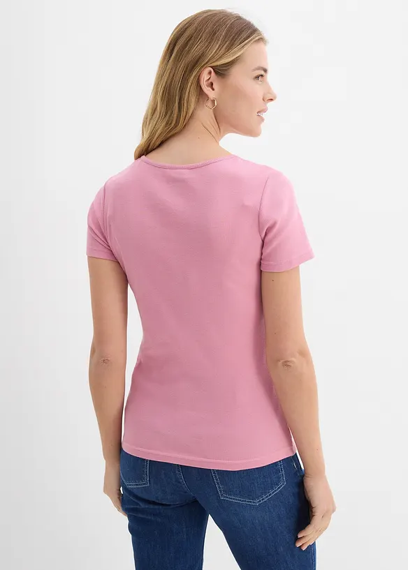 T-shirt col tunisien, 100% coton, bonprix