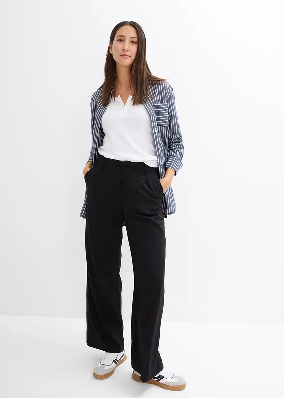 T-shirt col tunisien, 100% coton, bonprix