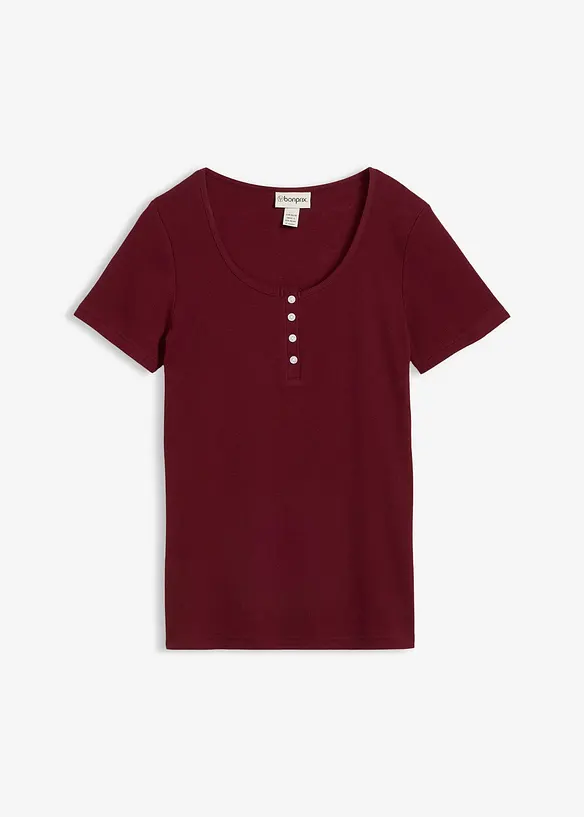 T-shirt col tunisien, 100% coton, bonprix