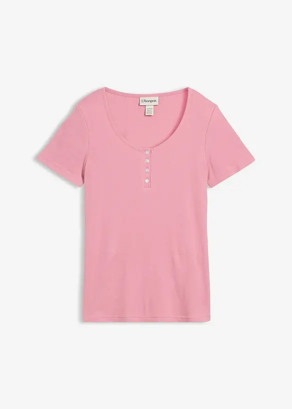 T-shirt col tunisien, 100% coton, bonprix