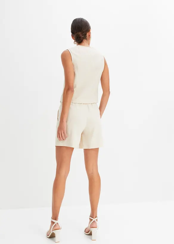 Gilet sans manches et short en lin m&eacute;lang&eacute;, bonprix