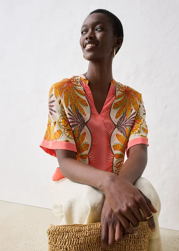 Tunique en soie m&eacute;lang&eacute;e, bonprix