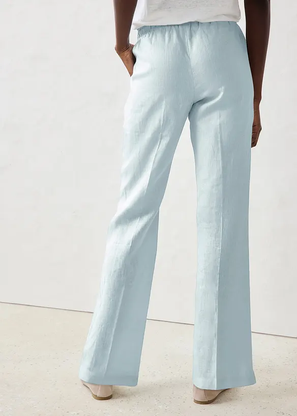 Pantalon taille &eacute;lastiqu&eacute;e 100% lin, bonprix