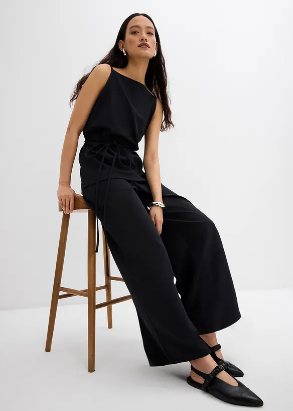 Pantalon large en maille piqu&eacute;e, bonprix