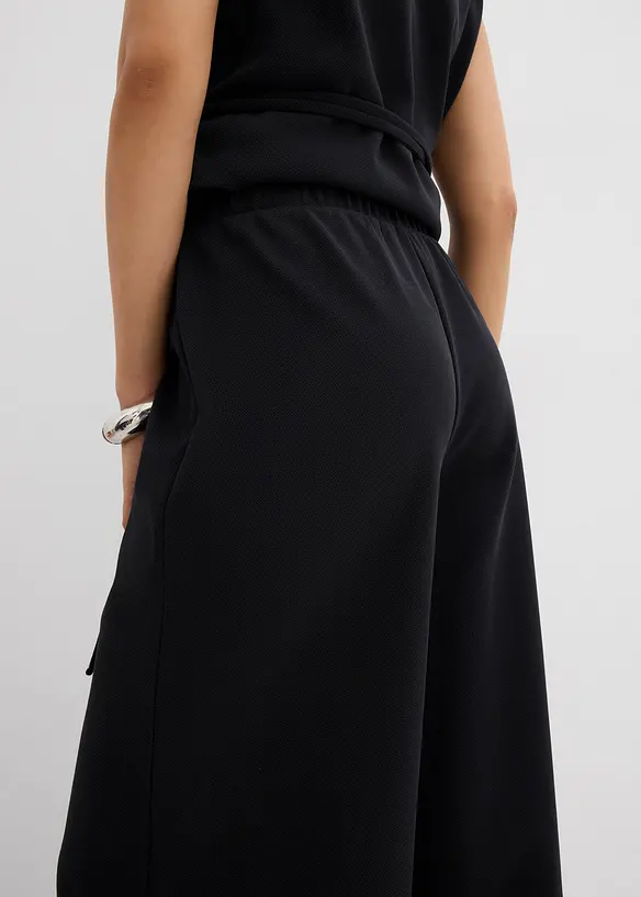 Pantalon large en maille piqu&eacute;e, bonprix