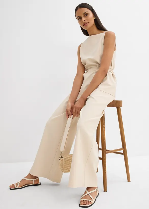 Pantalon large en maille piqu&eacute;e, bonprix