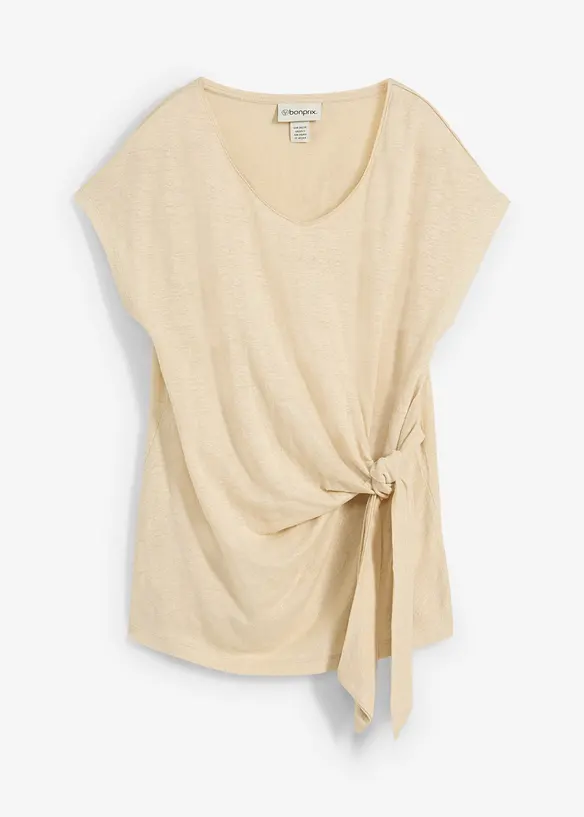 T-shirt cache-c&oelig;ur, 100% lin, bonprix