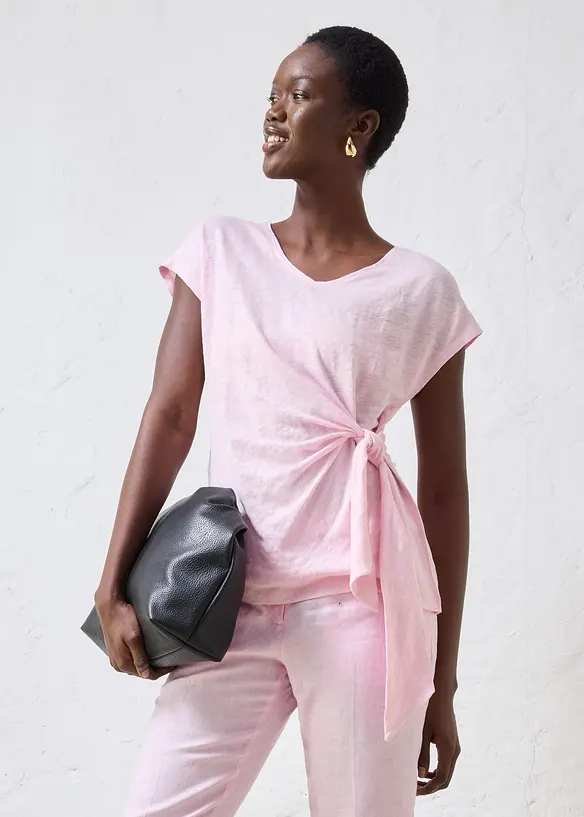 T-shirt cache-c&oelig;ur, 100% lin, bonprix