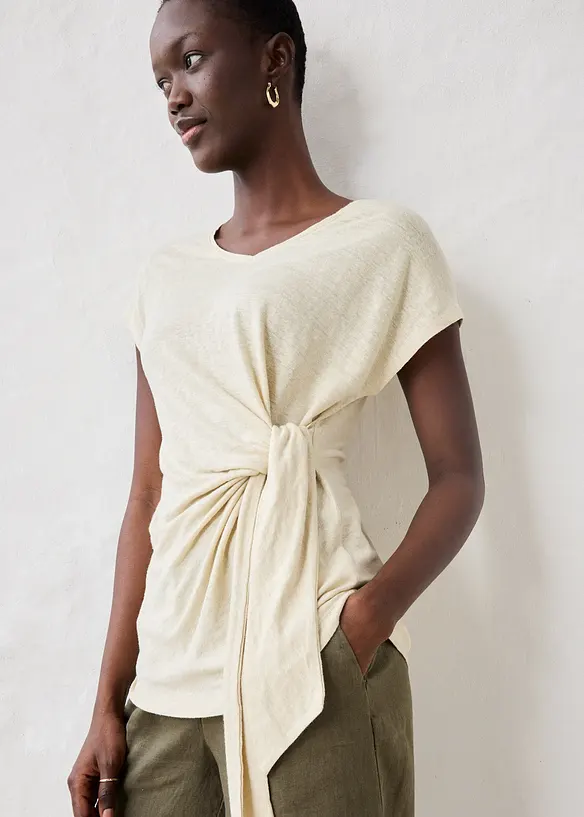 T-shirt cache-c&oelig;ur, 100% lin, bonprix