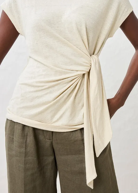 T-shirt cache-c&oelig;ur, 100% lin, bonprix