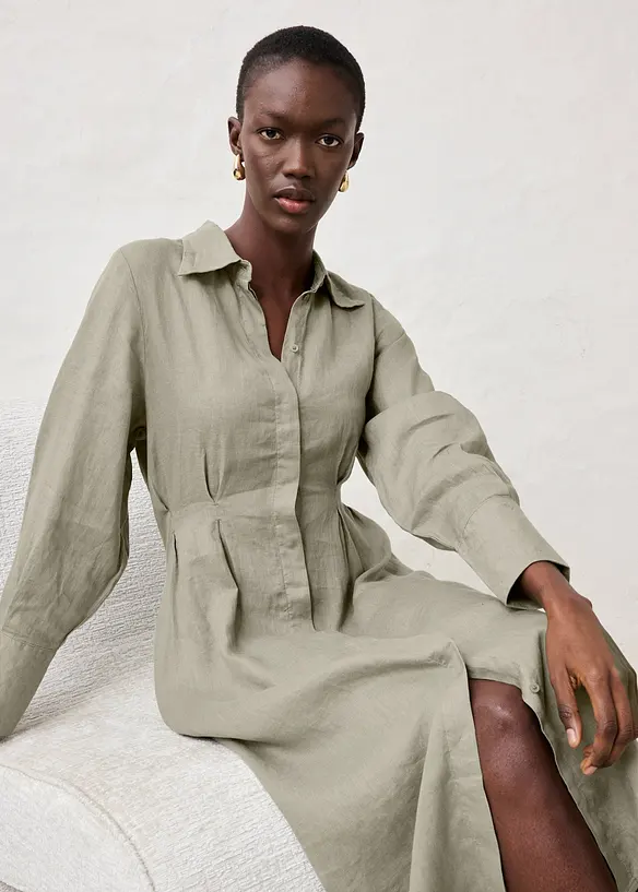 Robe-chemise 100% lin, bonprix