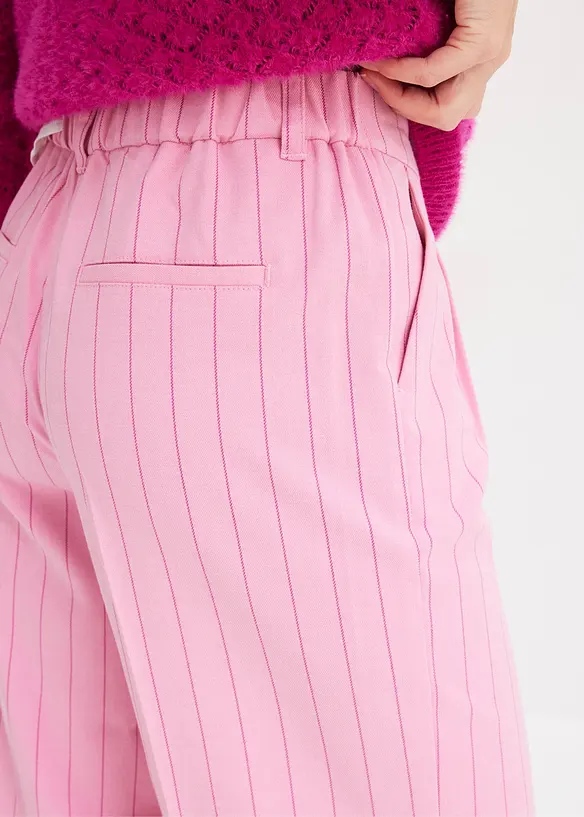 Pantalon large &agrave; pinces et rayures tennis, bonprix