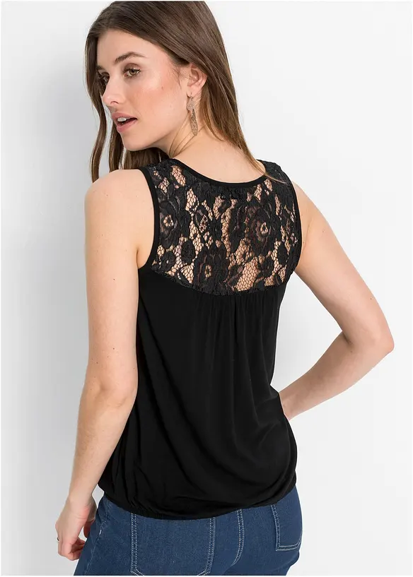 Top en viscose extensible et dentelle, bonprix