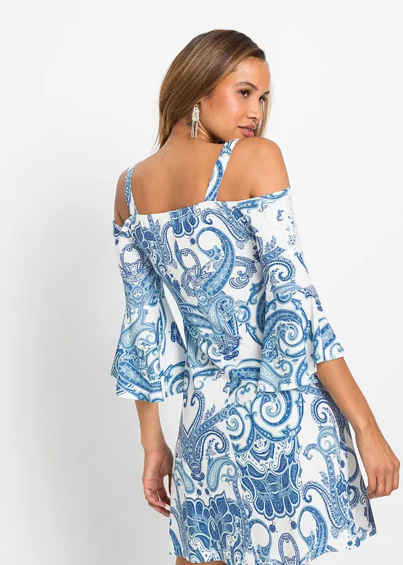 Robe &eacute;vas&eacute;e &agrave; encolure Bardot, bonprix