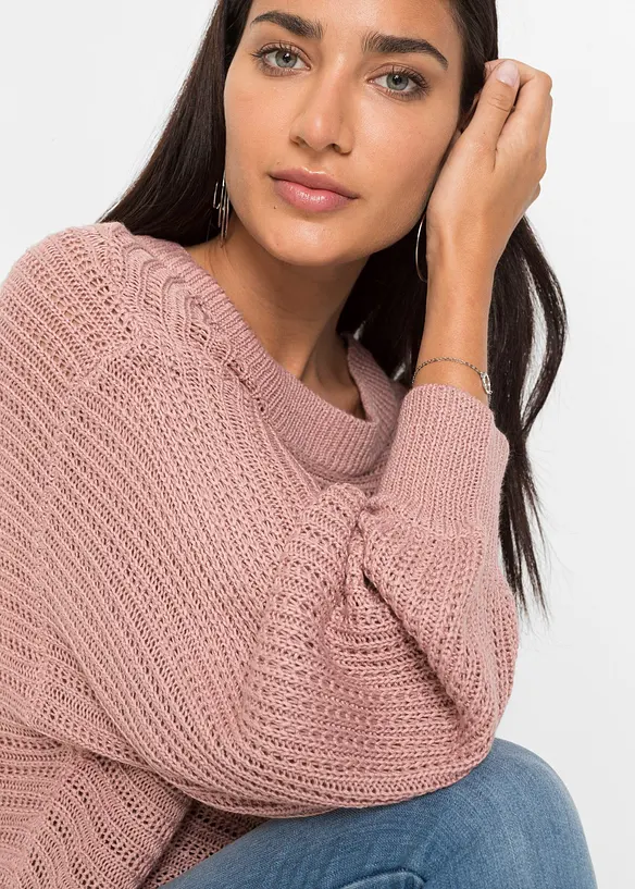 Pull oversize en maille ajour&eacute;e, bonprix