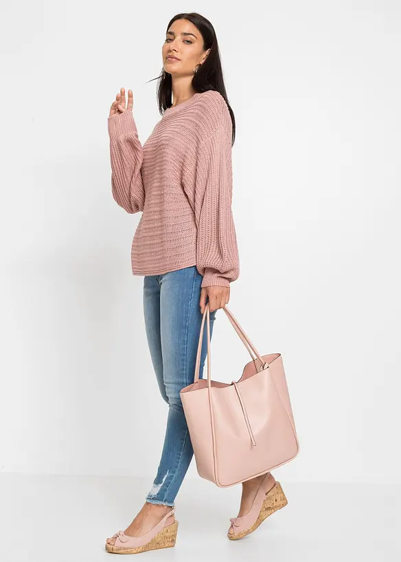 Pull oversize en maille ajour&eacute;e, bonprix