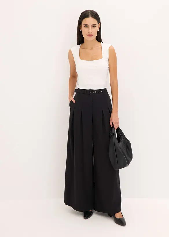 Pantalon &agrave; pinces avec ceinture (ens. 2 pces), bonprix